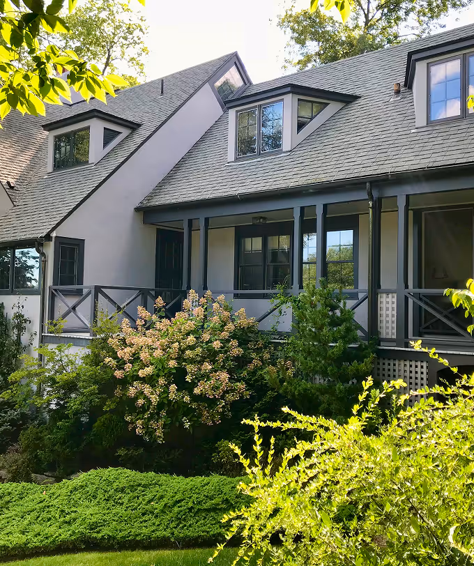 The waterfront residence among the trees