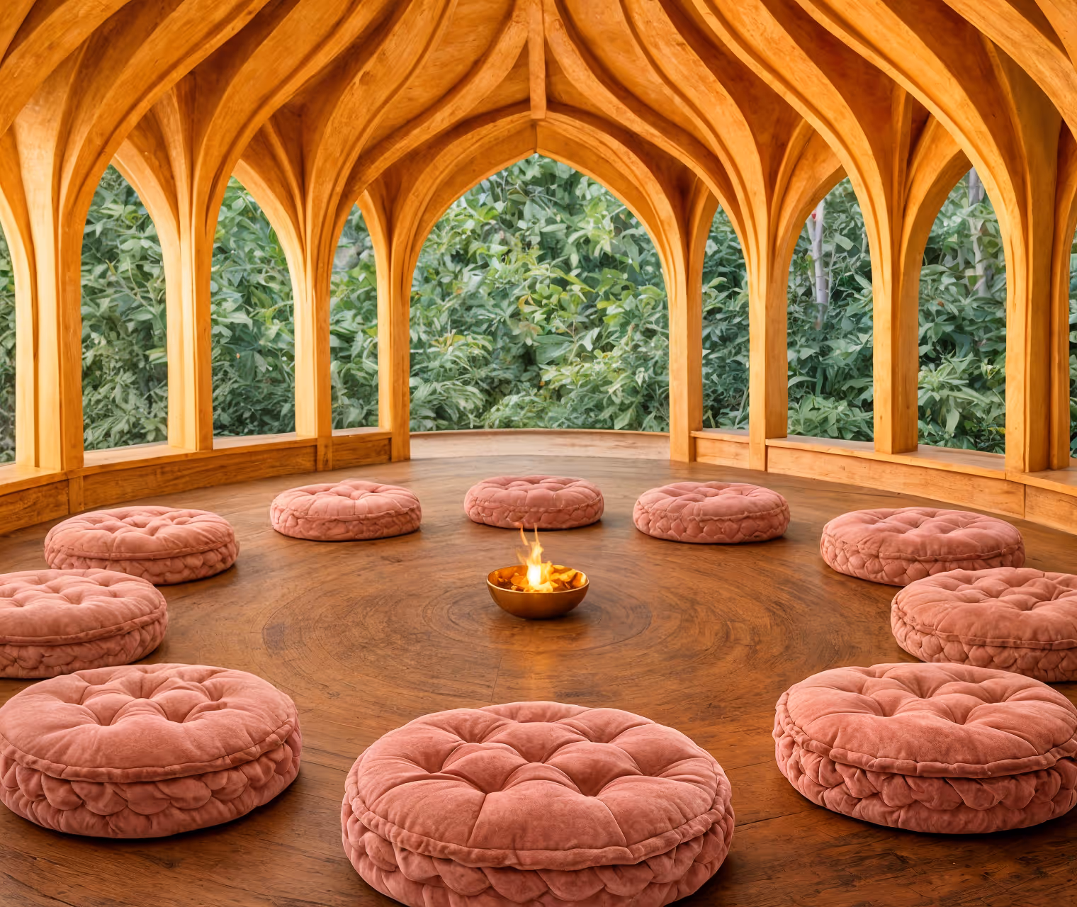 Interior of the Lotus Temple, light falling through the central oculus