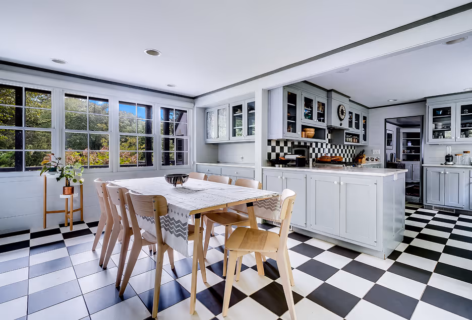 The sun-filled kitchen